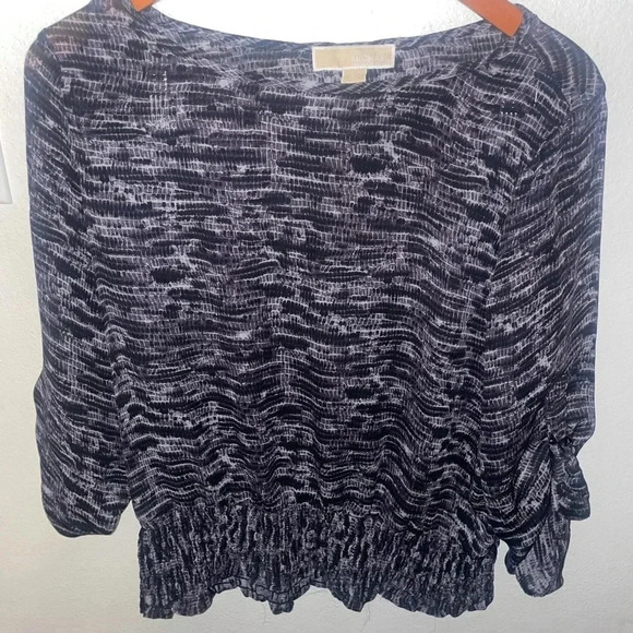 Michael Kors sheer blouse purple/black print - Picture 1 of 4